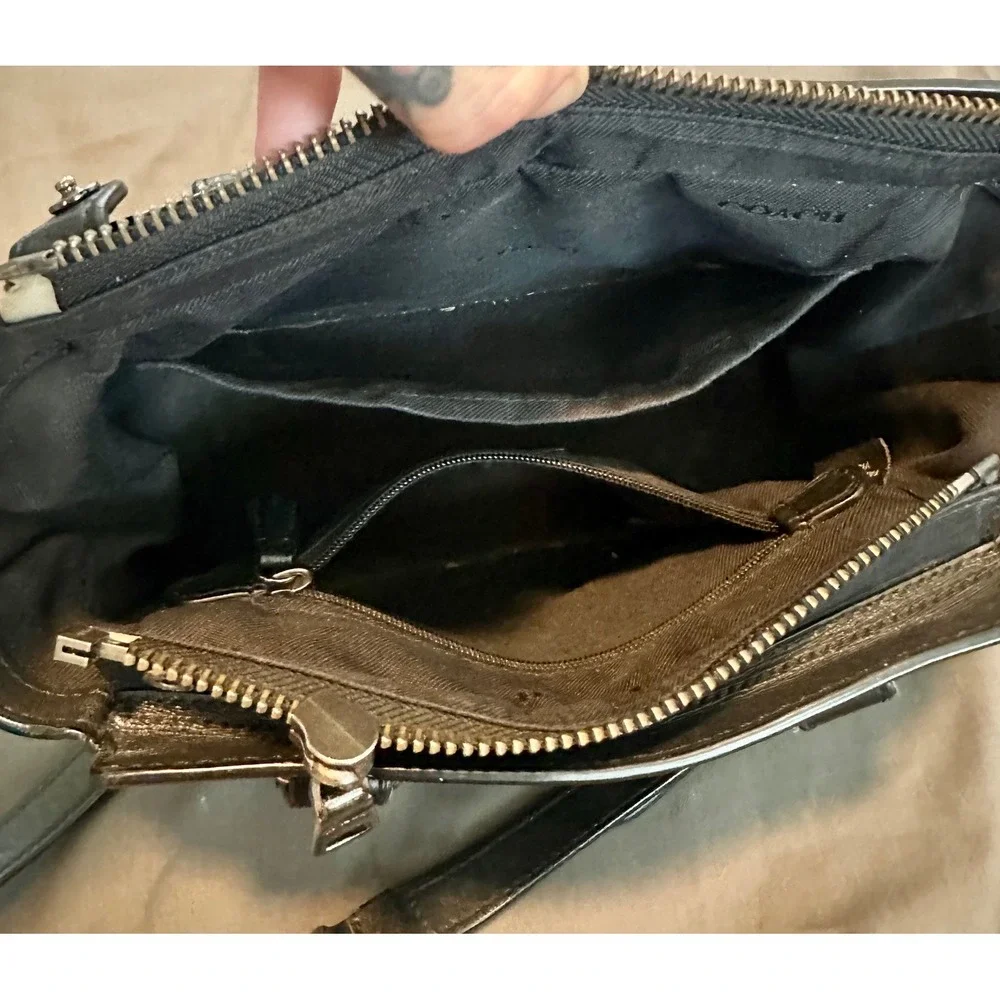 Coach Bandana Rivet Swagger 21 Black mini Leather Satchel Crossbody Bag Gunmetal - Picture 10 of 10
